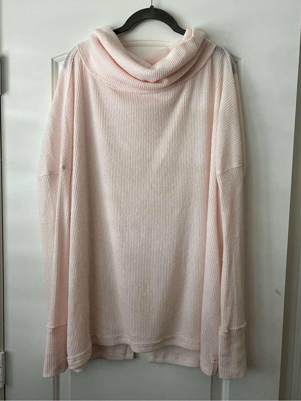 We the Free People Juicy Sweater Top Mock Neck Open Back Light Pink